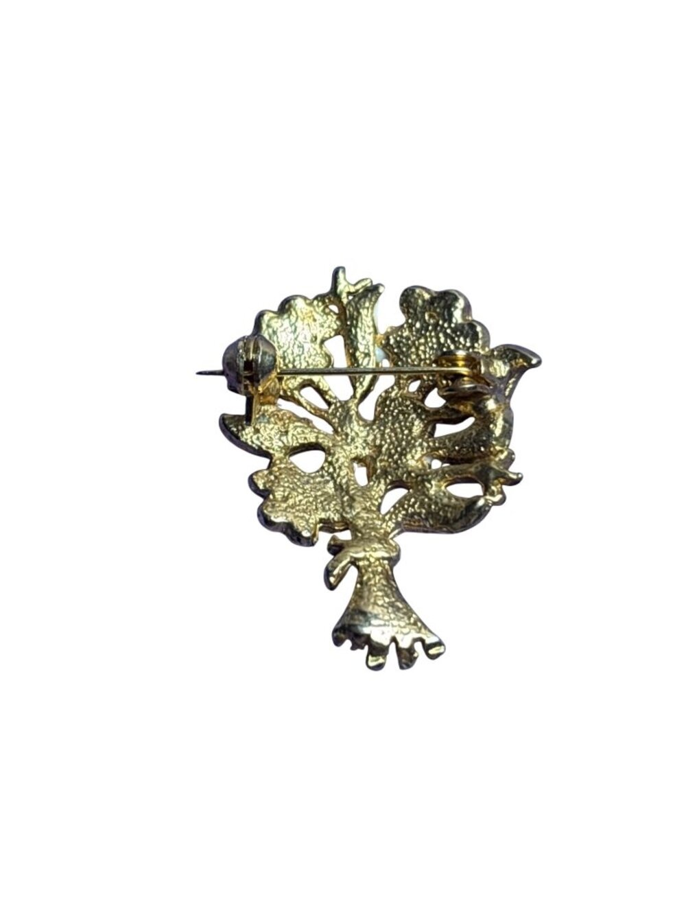 Vintage Floral Bouquet Brooch Pin Goldtone Black White Enamel 1.25 inches - Picture 2 of 2